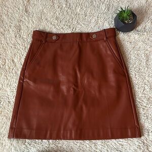 LOFT Womens Cognac Brown Vegan Faux Leather Mini Skirt Size 4